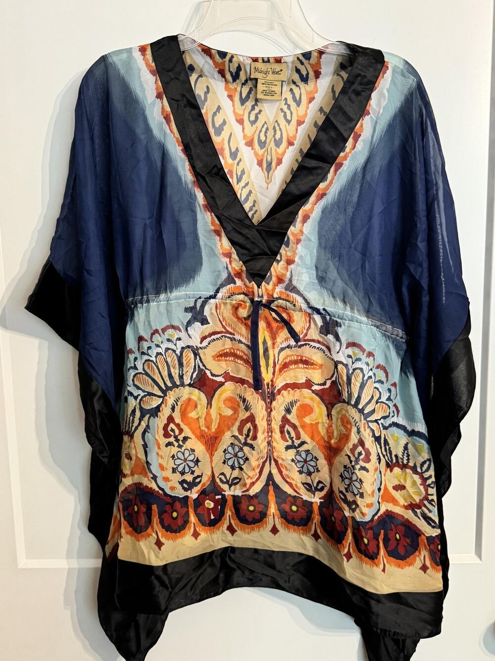 Midnight Velvet Kimono Blouse Sz L Multicolor Floral Sheer Boho Top Cover Up